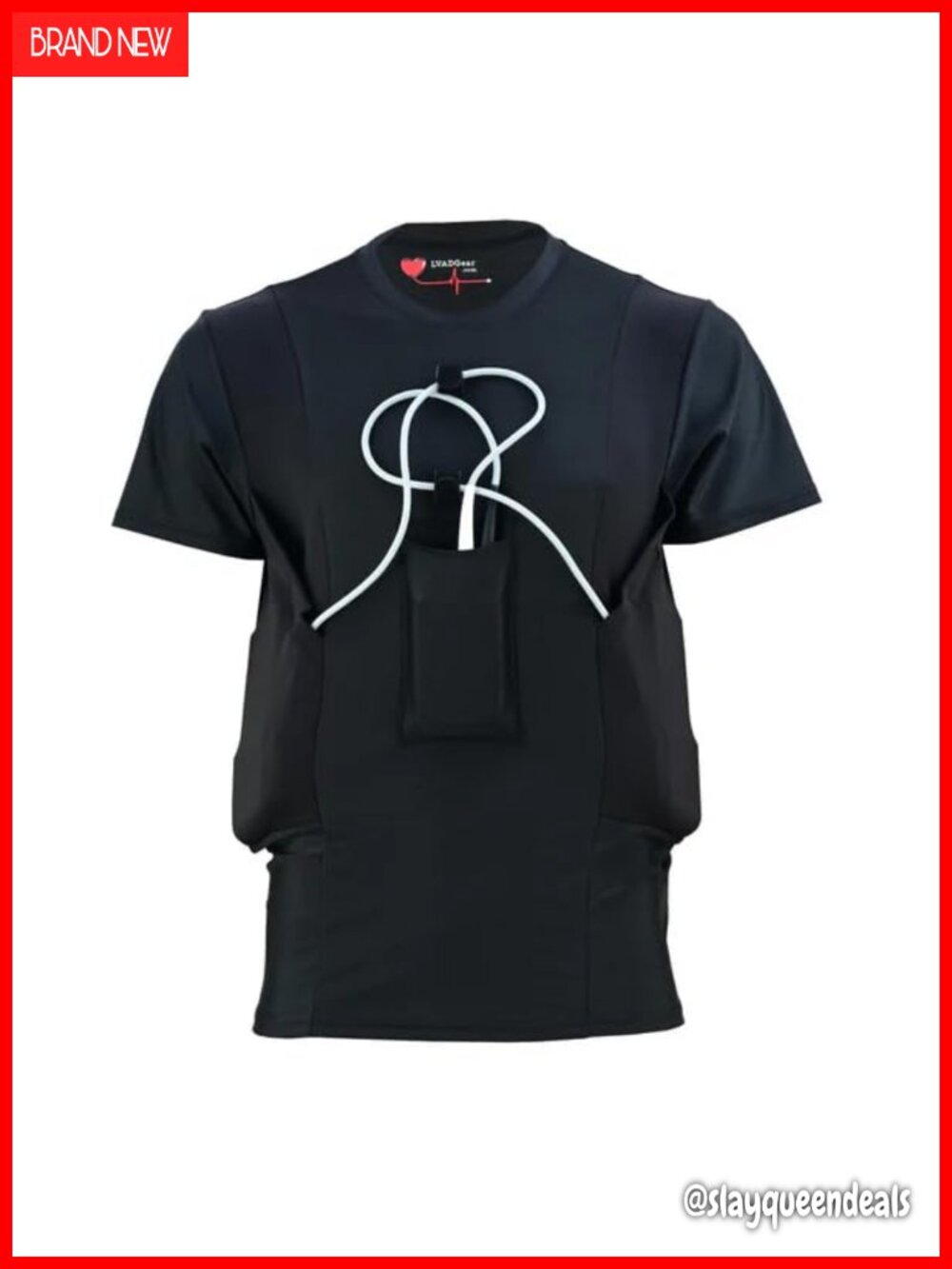 Men's LVAD HeartMate 3 Shirt Spandex Mesh Battery Pockets Cable Management